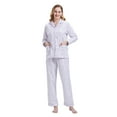 thumbnail image 1 of GLOBAL Conjunto de Pijamas de Franela para Mujer, Pijamas 100% Algodón para Mujer, Ropa de Estar por Casa, Manga Larga, Botón, Cordón en la Cintura, Ropa de Dormir Cálida, Flor Púrpura M, 1 of 7