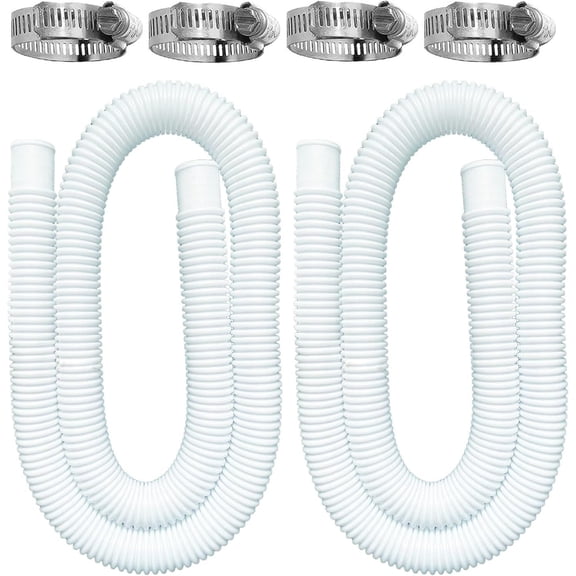 2 Pack 1.25 x 59 Inch Pool Filter Pump Hoses With 4 Metal Clamps (2), Compatible With Pool Filter Pump 607, 637