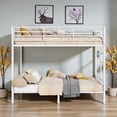 thumbnail image 2 of Tcbosik Bunk Bed with Ladder and Guardrail, Twin Over Twin Size Bed Frame, Heavy Duty Metal Slats Support, No Box Spring Needed, White, 2 of 10