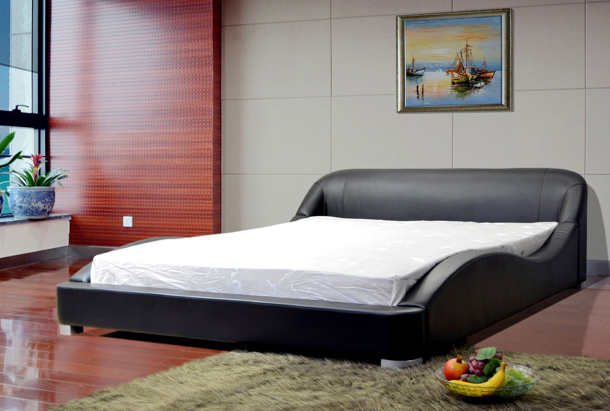 Greatime B1216 Modern Platform Bed, King, Black