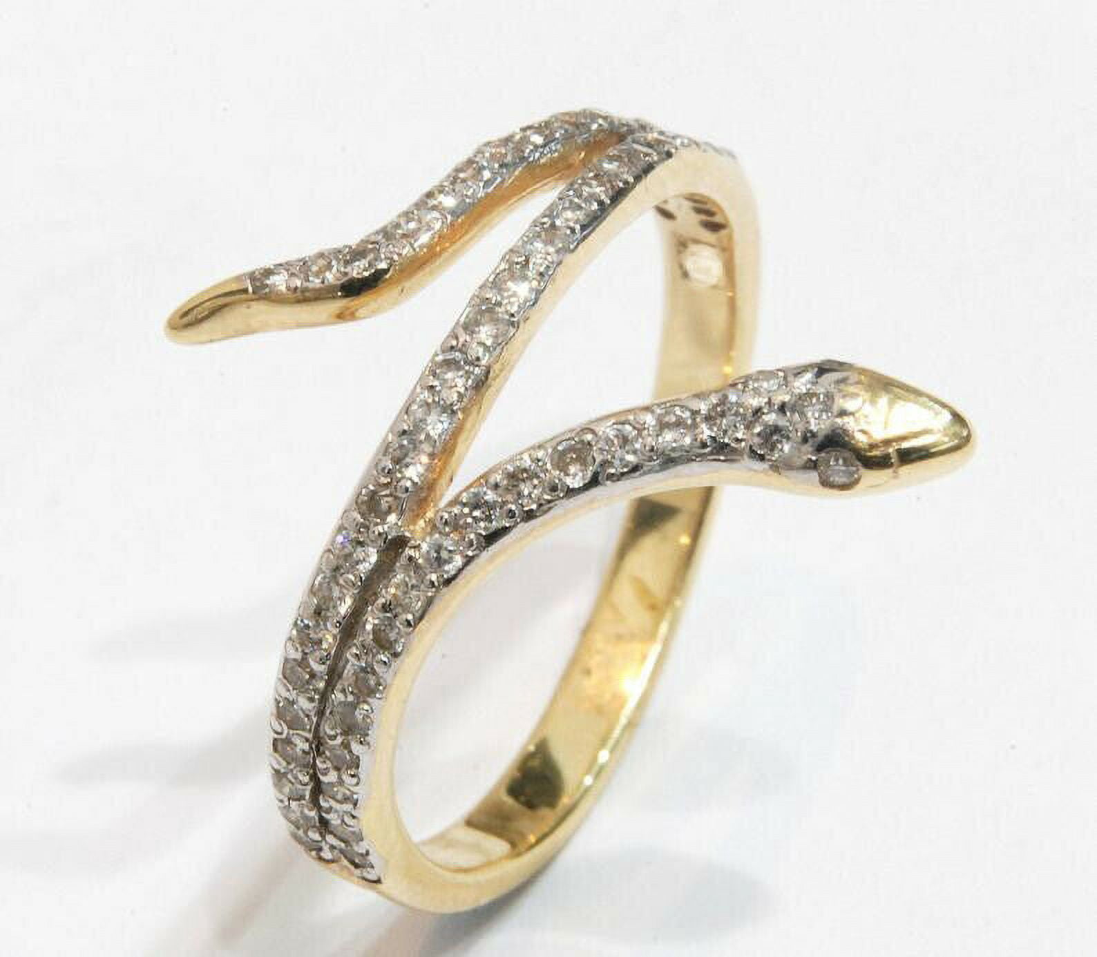 HeartsAndYou 1ct Round Cut Moissanite Engagement Ring for Women Snake Design Statement 18k Yellow Gold Over Silver