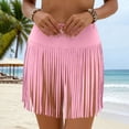 thumbnail image 2 of Qingpeng Womens Western Cowgirl Fringe Shorts Women's Solid Color Beach Fringe Half Skirt Swimming Skirt Tassel Bottoms, 2 of 7