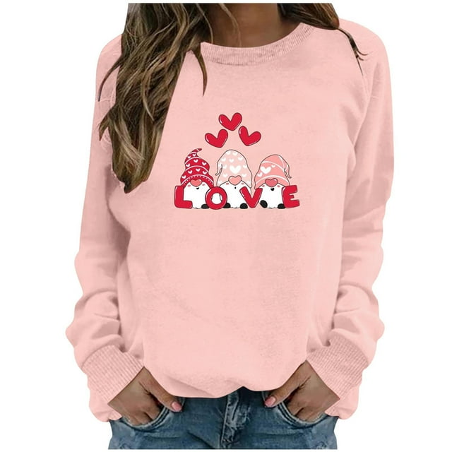 CEHVOM Womens Summer Shirts Round-Neck Long Sleeve Tops Printed Regular Blouse Clearance