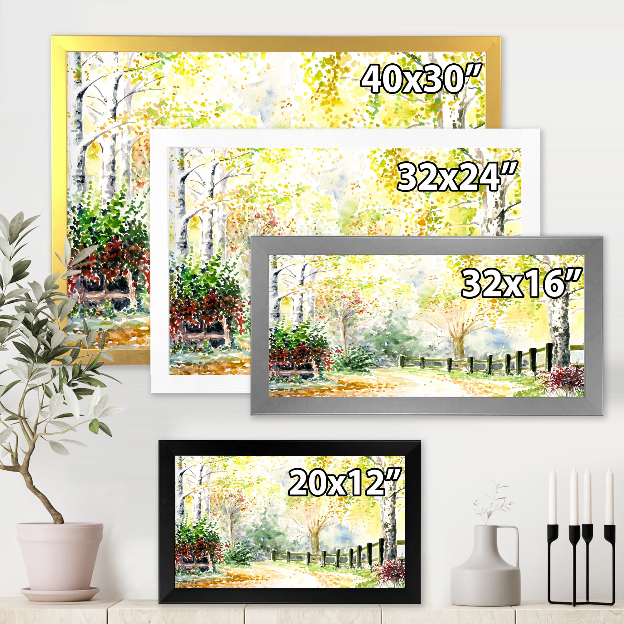 Designart 'Autumn Countryside The Afternoon Landscape' Traditional Framed Art Print