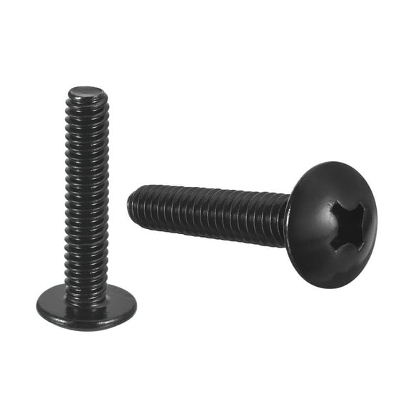 1/4-20 x 1-1/4" Truss Head Phillips Machine Screws, 304 Stainless Steel 18-8, Black Oxide Finish, 25 Pack