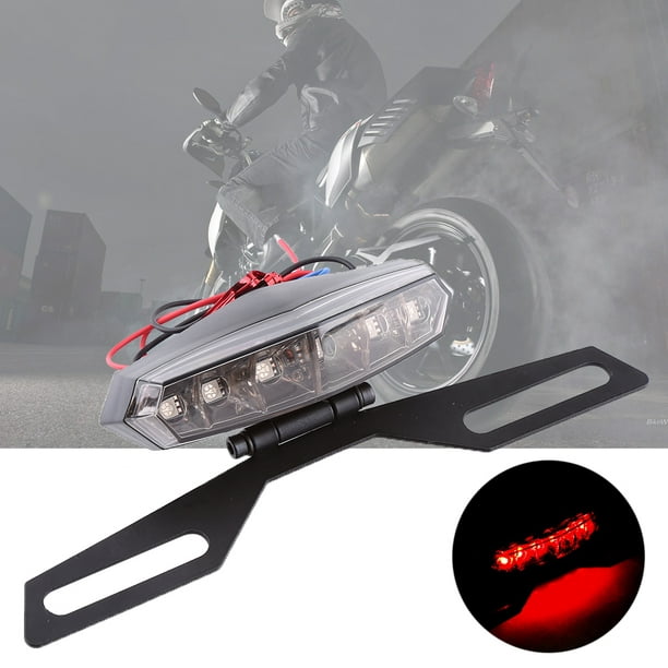 Spptty Support de queue moto, lumière de queue moto, support de support de plaque  d'immatriculation pour moto Dirt Bike LED feu arrière 