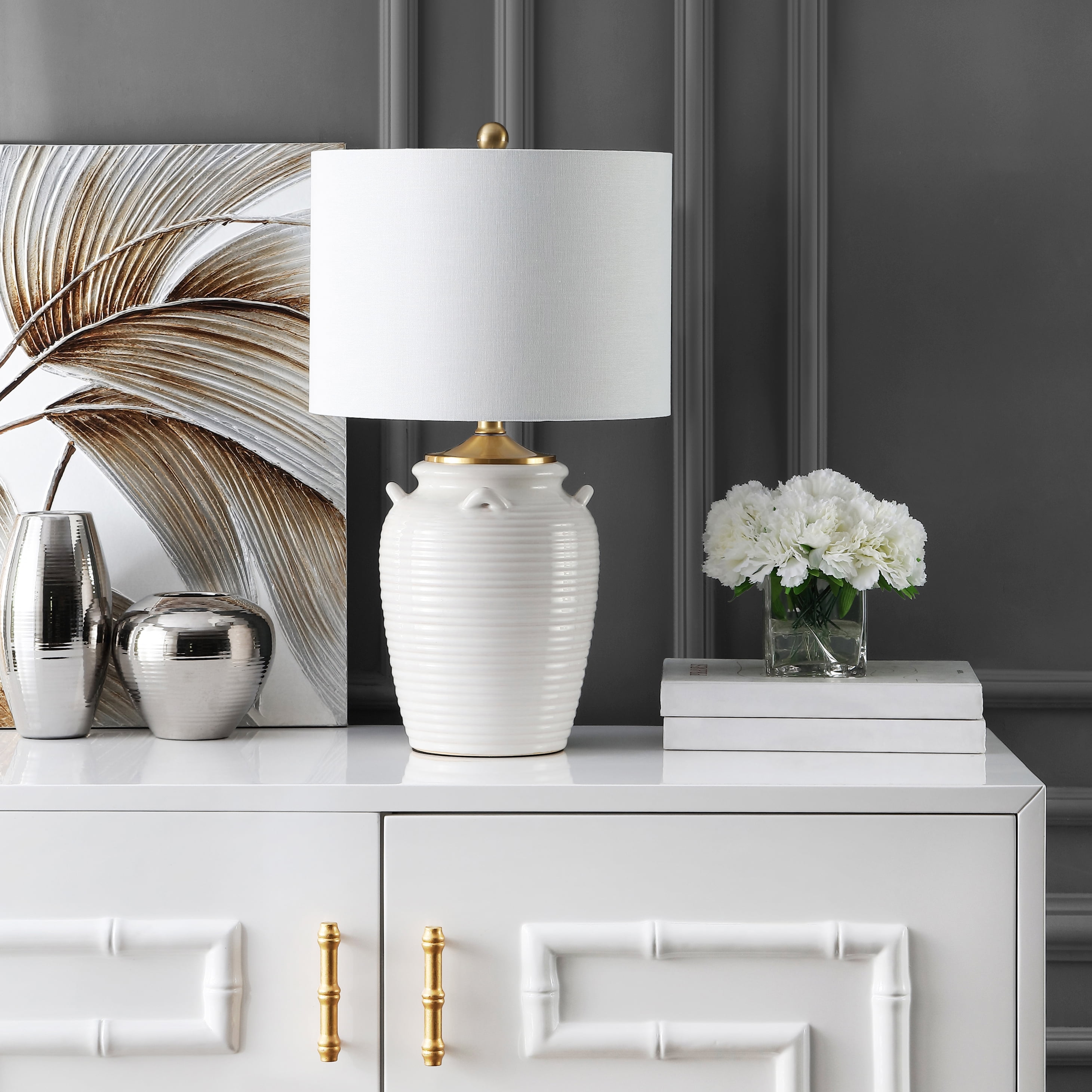 Signature Design By Ashley Jamon Casual, Jamon Beige Ceramic Table Lamps For Living Room