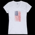 thumbnail image 1 of Rapid Dominance GS2-800-WHT-01 T-Shirt à Manches Courtes à Col en V pour Femmes, Graphique de Drapeau Usé, Blanc - Petit, 1 of 1