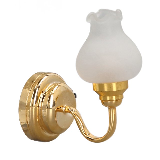 1:12 Scale Dollhouse LED Wall Lamp,Mini Furniture, Tulip Shape 3V Battery Power Miniature DIY Simulation Mini Wall Light