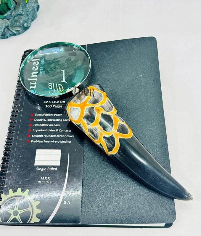 Handheld Magnifying Lens with Horn Handle for Reading, Inspection, Coin & Stamp, Astrologer, Low Sight Elderly Collectible Décor Gift