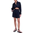 thumbnail image 3 of Nituyy 3Pcs Female Suitset, Solid Color Lapel Long Sleeve Button-Down Shirt+ Halter Neck Vest+ Shorts, 3 of 7