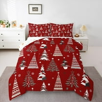 Homewish Merry Christmas Tree Bedding Comforter Set 2pcs for Kids Teens Boys Girls,Happy New Year Twin Comforter Sets Microfiber,Xmas Festival Breathable Bedding Set,Super Cozy Room Decor,Reversible