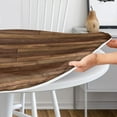 thumbnail image 3 of Farmhouse Round Fitted Tablecloth with Elastic Edge Wooden Brown Outdoor Tablecloth Waterproof Table Cover for Picnic Dinner Party Decor Fits 48-52" Diameter Round Tables, 3 of 4