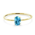 thumbnail image 3 of Gem Stone King 10K Yellow Gold Swiss Blue Topaz Engagement Ring for Women (0.55 Cttw, Oval 6X4MM,  Gemstone Birthstone), 3 of 6