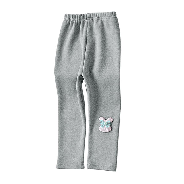 MeetoTime Toddler Girls Thickened Leggings Baby Elastic Waist Solid Color Cartoon Rabbit Home Warmth Long Trousers Suitable for 8 Months-7 Years