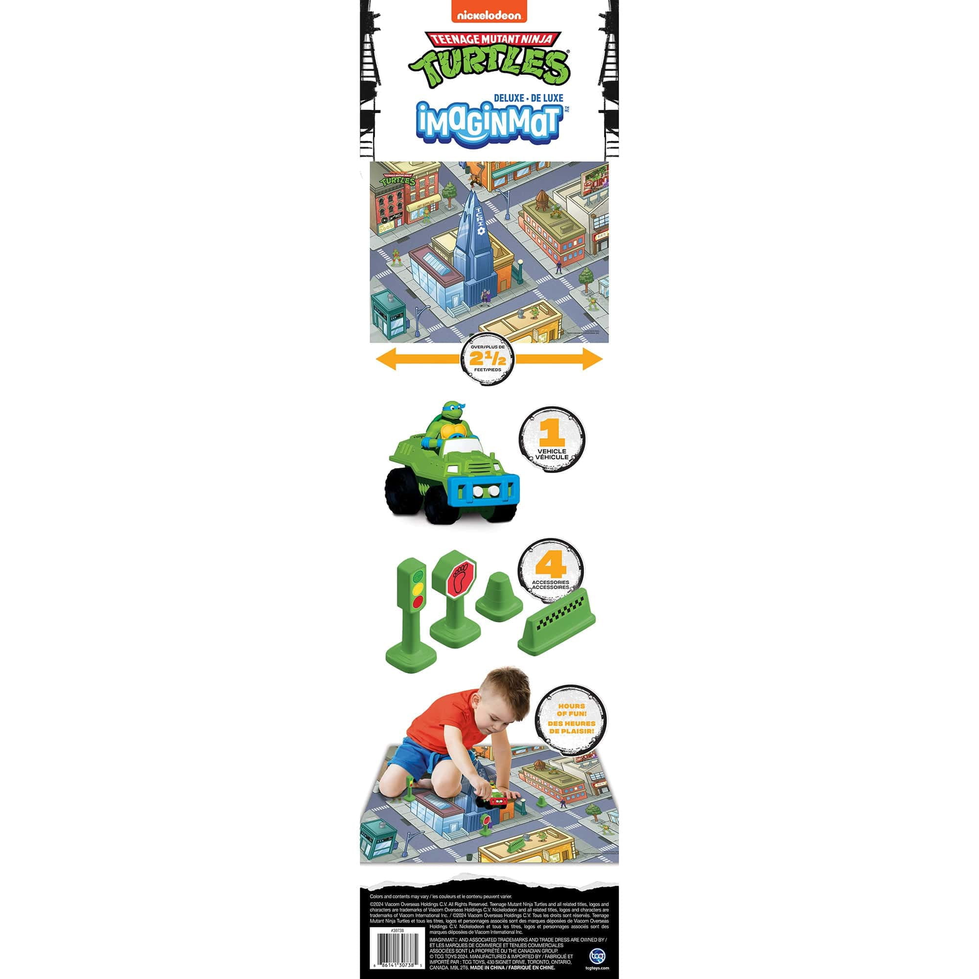 Imaginmat: Deluxe - TMNT - Floor Playmat & Toy Car, 30.5 x 20.5", Character Vehicle & Road Accessories, Durable EVA Foam Mat, Licensed, Kids Ages 3+
