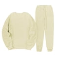 thumbnail image 2 of Liyamei Ensemble Mode Automne et Hiver pour Femmes Couleur Unie Col Rond Tête Plus Velours Manches Longues Pantalon Long Ensemble Chandail, 2 of 5