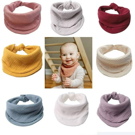 

8 Pack Muslin Baby Bandana Bibs Newborn Drool Bibs for Boys and Girls with Adjustable Snaps Soft and Absorbent Toddler Unisex Solid Color Bibs for Drooling and Teething (color1)