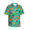 thumbnail image 2 of Hamburger Pizza Bacon Fast Food Hawaiian Shirts For Men, Summer Short-Sleeve Relaxed-Fit Button-Down Shirts Large, 2 of 9