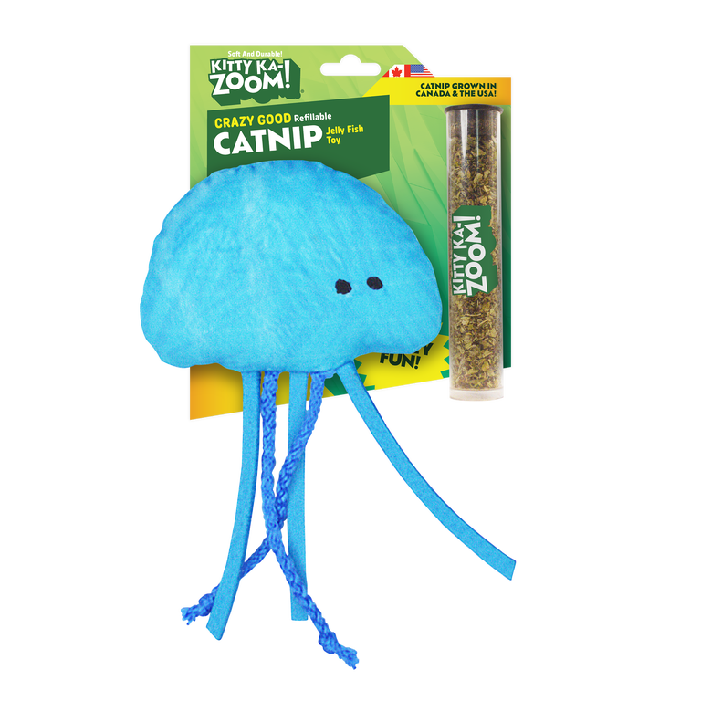 Kitty Ka-Zoom Refillable Jellyfish Catnip Toy photo 1
