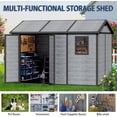 thumbnail image 2 of Resin Storage Shed with Floor, Cuoote 10x8 FT Outdoor Plastic Garden Shed with Windows, Lockable Door, Wood Grain Tool Shed for Backyard, Patio, Lawn, 2 of 8