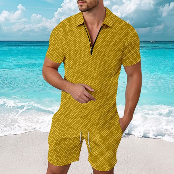 WILLBEST Trajes Casuales de Hombre Cortos para Salidas Informales, Conjunto de Corte Entallado, Material Transpirable, Primavera y Verano para Cualquier Ocasión.