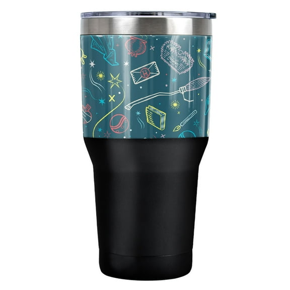 Harry Potter Hogwarts Magical Pattern Stainless Steel Tumbler 30 oz Coffee Travel Cup, Vacuum Insulated & Double Wall with Leakproof Sliding Lid