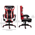 thumbnail image 3 of Vinsetto Chaise de Jeu de Course avec Oreiller de Soutien Lombaire de Massage aux Vibrations, Chaise d'Ordinateur à Dossier Haut avec Repose-Pieds, Hauteur Réglable, Rouge, 3 of 10