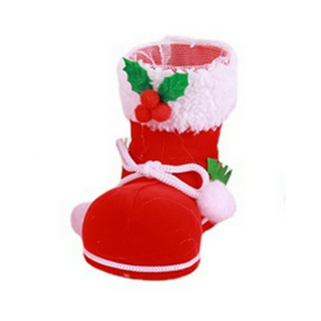 Bewildely Decoración de Navidad postre galleta colgante caramelo flocado botas forma Festival ornamento decorativo para interior exterior Kits de decoración para fiestas Medio Bewildely HA069792-02