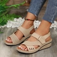 thumbnail image 5 of Women's Sandals Wedge Breathable Open Toe Summer Trendy Solid Color Ankle Strap Women Footwear Women's Fashionable Casual Versatile Summer Fashion Beach Shoes Beige 5.5, 5 of 9