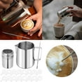 thumbnail image 3 of 12oz Stainless Steel Milk Frothing Pitcher - with Powder Shaker/Art Pen/Stencils - for Latte/Cappuccino, Foam Steaming, Coffee Art, 3 of 8