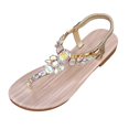 thumbnail image 5 of Flip Flop Dressy Sandals for Women 2025 Glitter Rhinestones Flats Elastic Ankle Strap Dress Sandals, 5 of 8