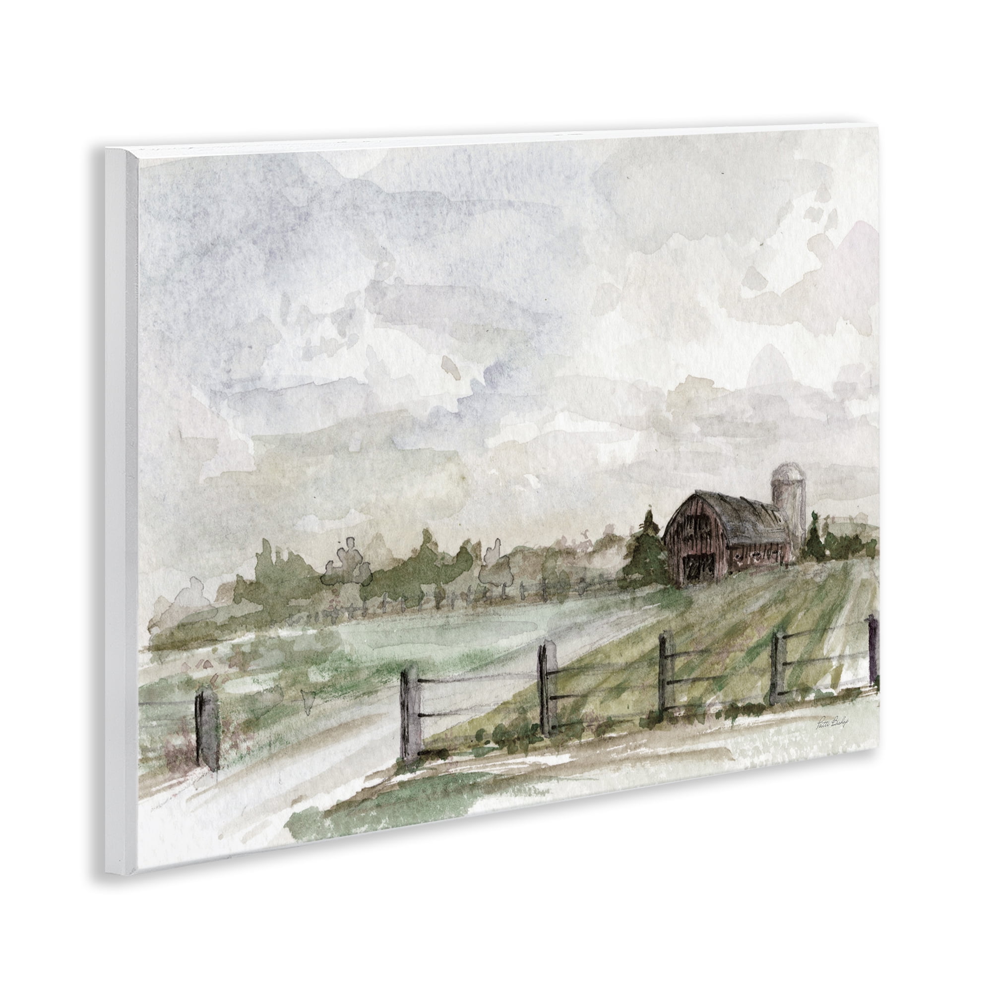 Stupell Industries Rustic Barn & Fence Landscape Painting Unframed Art Print Wall Art, 14 x 11