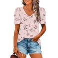 thumbnail image 2 of Tops for Women Flower Print Short Sleeve Casual Loose Summer T Shirt Womens Short Sleeve Blouse, 2 of 5