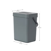 EKO Compost Caddy Kitchen Trash Can, 0.8 Gallon Plastic Rectangular Wall Mounted With Lid Garbage Bin, Gray