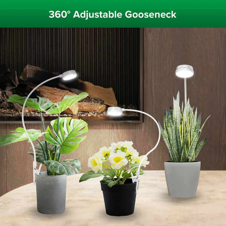 SANSI 5W LED Grow Lights, Full Spectrum White Pot Clip Indoor Plant Grow  Light with Timer, 2-Pack