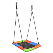 Swinging Monkey Giant Mat Platform Swing in Vibrant Rainbow Tree Swing 40 x 30 400 lb Weight Capacity Waterproof Fabric Reinforced Steel Frame No Hassle Adjustable Ropes Easy Install