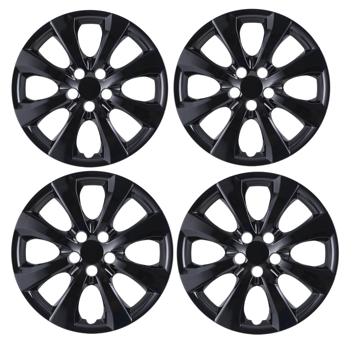 16" Set of 4 Hubcaps Wheel Rims Cover Fit 2009-2025 Toyota Corolla/2023-2025 Toyota Corolla Hybrid/2009-2014 Toyota Matrix Compatible with Steel Wheels Snap on Installation(16-inch,Black Lacquer)