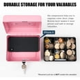 thumbnail image 4 of Caja de efectivo con bandeja para dinero,Caja de seguridad pequeña con llave,Cajón de efectivo,5.91"x 4.72"x 3.15" Rosa Pequeño, 4 of 5