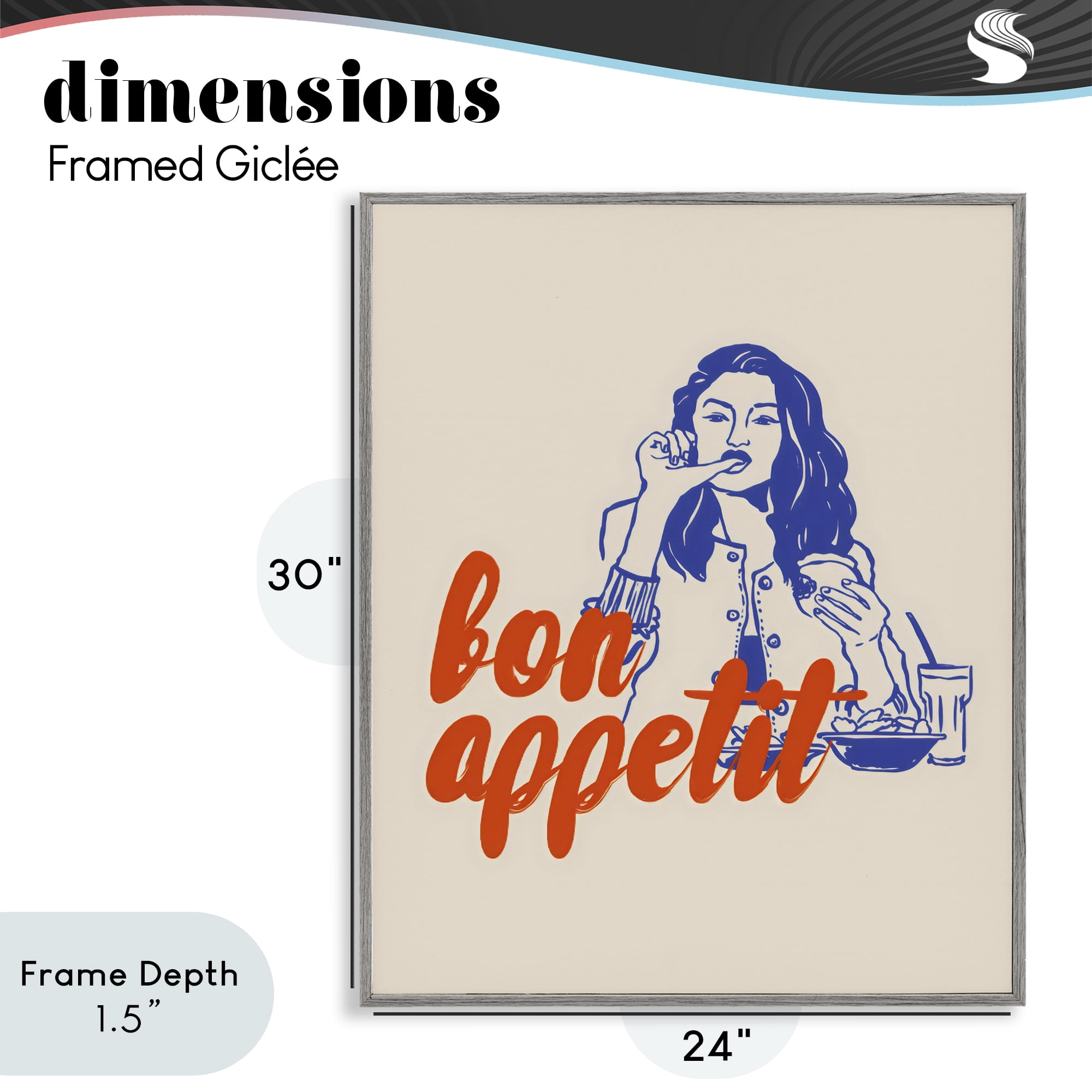 Stupell Industries Bon Appetit Woman Enjoying Meal Gray Framed Giclee Art, design by The Prints Vibe