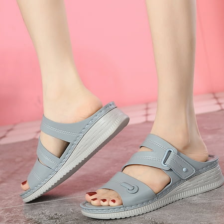 

PEASKJP Platform Sandals Women Soft Bottom Closed Toe Anti-Slip Sandals Thick Sole Casual Sandals Flatform Wedge Casual Sandal Blue 8.5