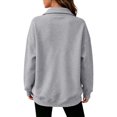 thumbnail image 5 of Lumtrix Womens Oversized Sweatshirts V Neck Henley Turtle Neck Long Sleeve Button Fleece Pullover, Casual Teen Girls Y2K , Fall Winter Fashion Gray 2XL, 5 of 7