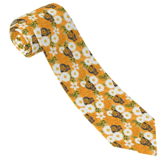 Sigee White Floral and Butterflies for Elegant Men's Necktie,Classic Tie for Formal and Casual Occasions