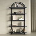 thumbnail image 4 of Casendy 72.83" Tall Arched Bookshelf, 5 Tier Bookcase Metal Frame Book Shelf Display Storage Shelves for Living Room, Home Office, Black (11.02"L x 40.94" W x 72.83 "H), 4 of 7