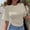 Beige, variant on Women's Crew Neck Half Sleeve Ruched Shirt Summer 2026 Casual Cinched Waist Crop Top Korean Plain Short Sleeve T-Shirt