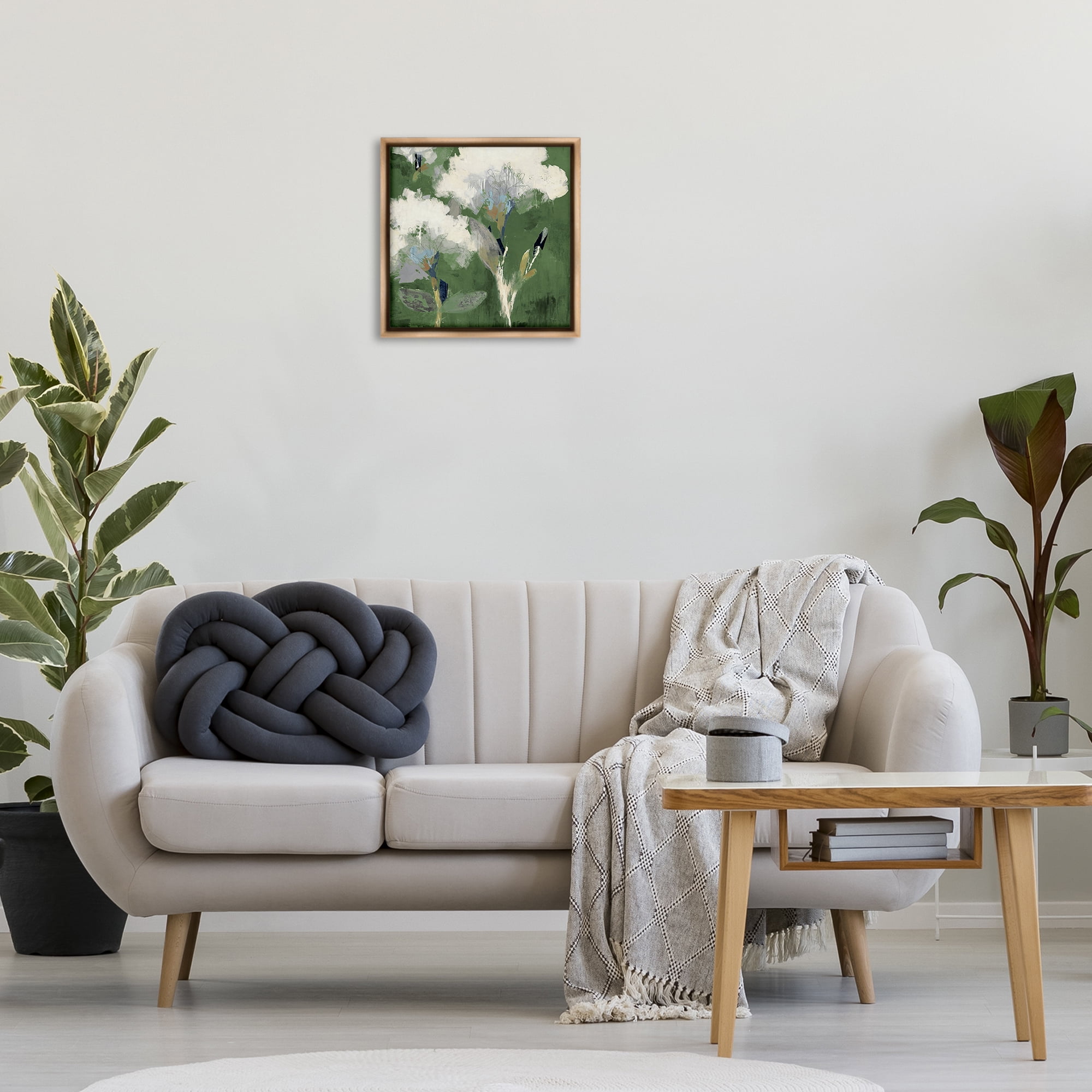 Stupell Industries Abstract Botanical Buds Plants & Flowers Painting Brown Floater Framed Canvas Art Print Wall Art, 18 x 18