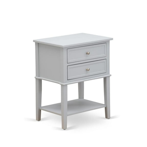 East West Furniture Valencia 16" Wood Nightstand with 2 Drawers in Urban Gray