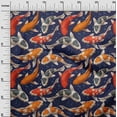 thumbnail image 2 of oneOone Polyester Lycra Navy Blue Fabric Bubbles & Koi Fish Ocean Sewing Fabric By The Yard Printed Diy Clothing Sewing Supplies 56 Inch Wide, 2 of 4