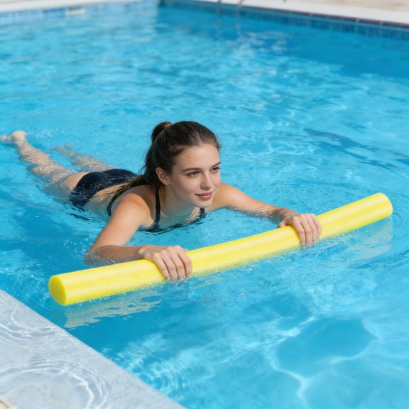 BiFandian Floating Pool Noodles, Solid Swimming Foam Tube 47", Hollow Swim Noodles Floats Bar for Adults Swim Training, Beginner Swimmers Accessories, Yellow