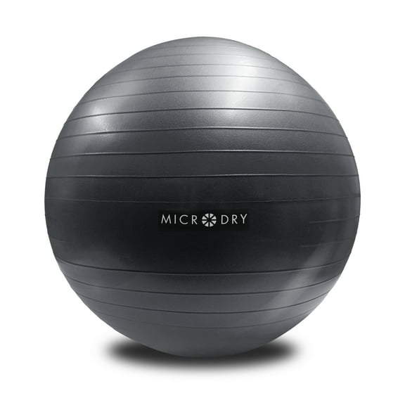 Microdry Exercise Ball with Pump for Stability and Stretching, Gray